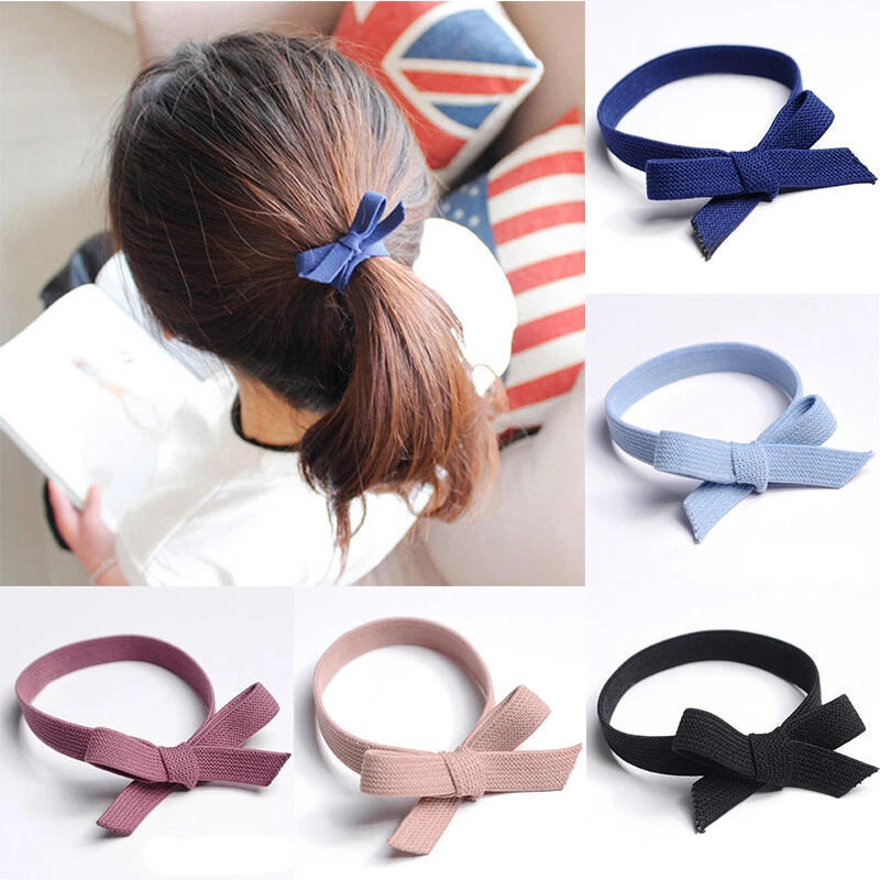 1Pcs Solid Color Bow Knotted Hair Rubber Band Hair Ties High Elastic Hair Rope