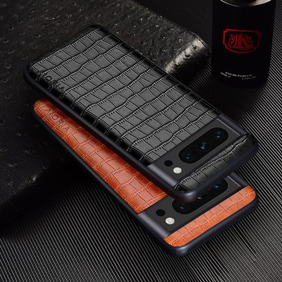 Für Google Pixel 9 8 7 6 Pro 7a 6a 5 einfache Alligator Textur Leder Tasche Hülle