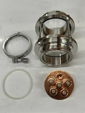 Bubble Plate Assembly w/ stainless steel sight glass, clamp and gasket - 4 inch