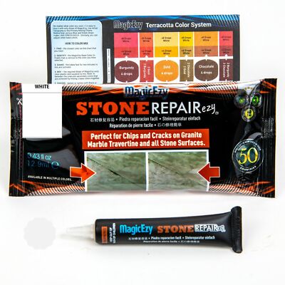 Stone REPAIRezy:(White) - Easy Repair Kit For Granite or Marble Tops: MagicEzy