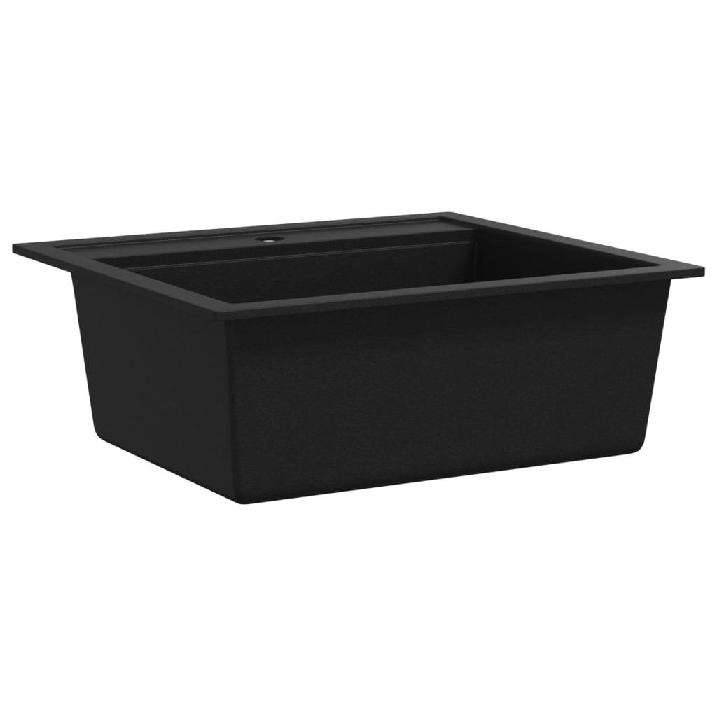vidaXL Granite Kitchen Sink Single Basin Black eBay