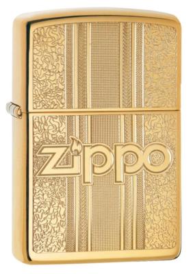 ZIPPO® LIGHTER ZIPPO Zippo Windproof Brass Lighter With Ornate Pattern & Zippo Logo