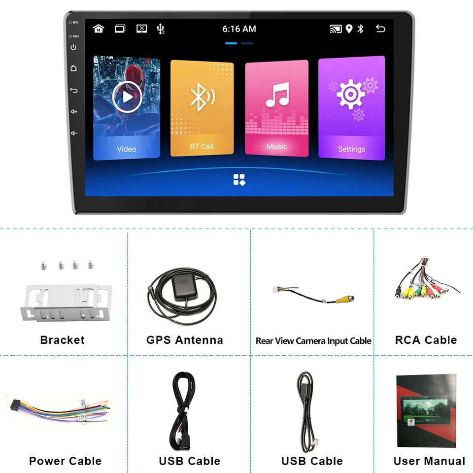 9" 32G Android Car Stereo Radio GPS Navigation WIFI FM Mirror Link 2 Din WIFI - Image 3 of 4