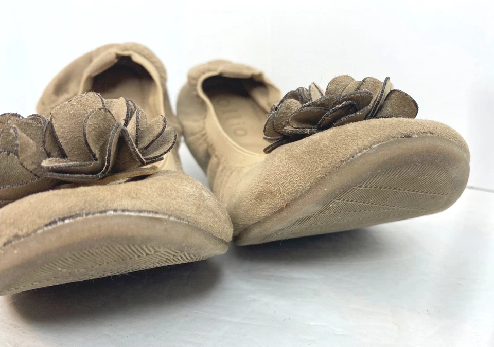 Zapatos de ballet Ollio para mujer imitación gamuza decorativos flores sin cordones talla 7/7,5 Foto 2 de 4