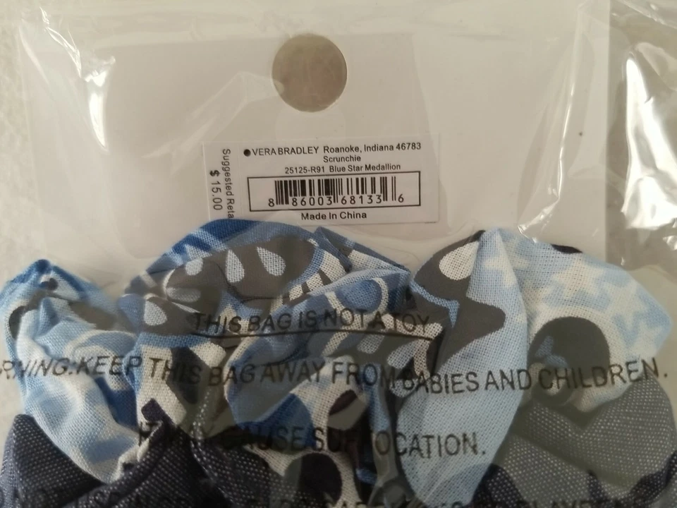 Juego de 3 medallones Vera Bradley Scrunchie Blue Star Foto 3 de 4