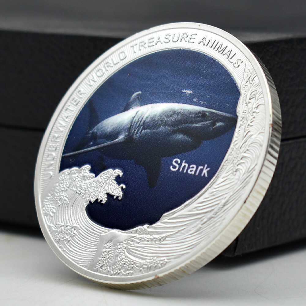 Ocean Depths Animal Shark Silver Plated Medal World Treasure