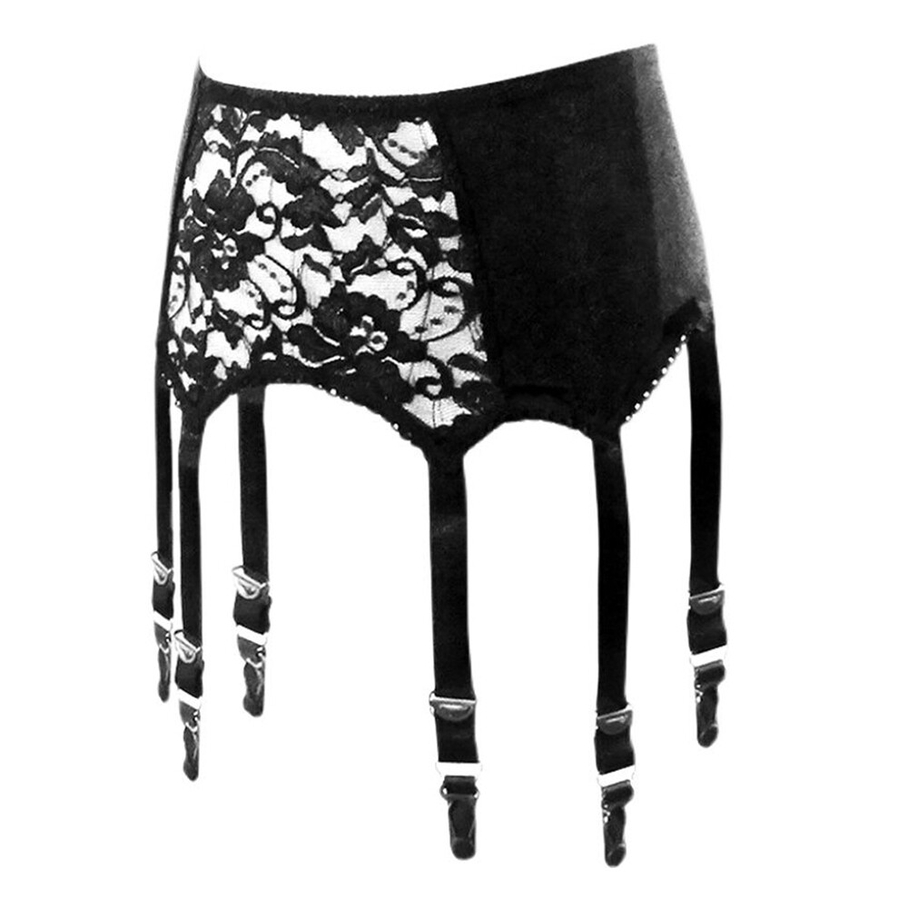 Sexy Lace Garter Belt Gothic Mesh Suspender 6 Straps Clip for Stockings