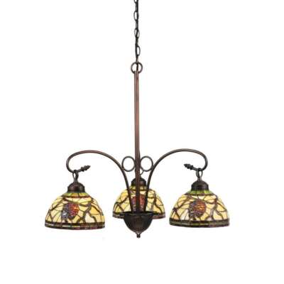 Meyda Lighting 28'W Pinecone Dome 3 Lt Chandelier, Mahogany Bronze - 106291