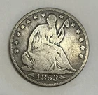 1853-O Arrows & Rays Silver Seated Liberty Half Dollar Very Good Condition