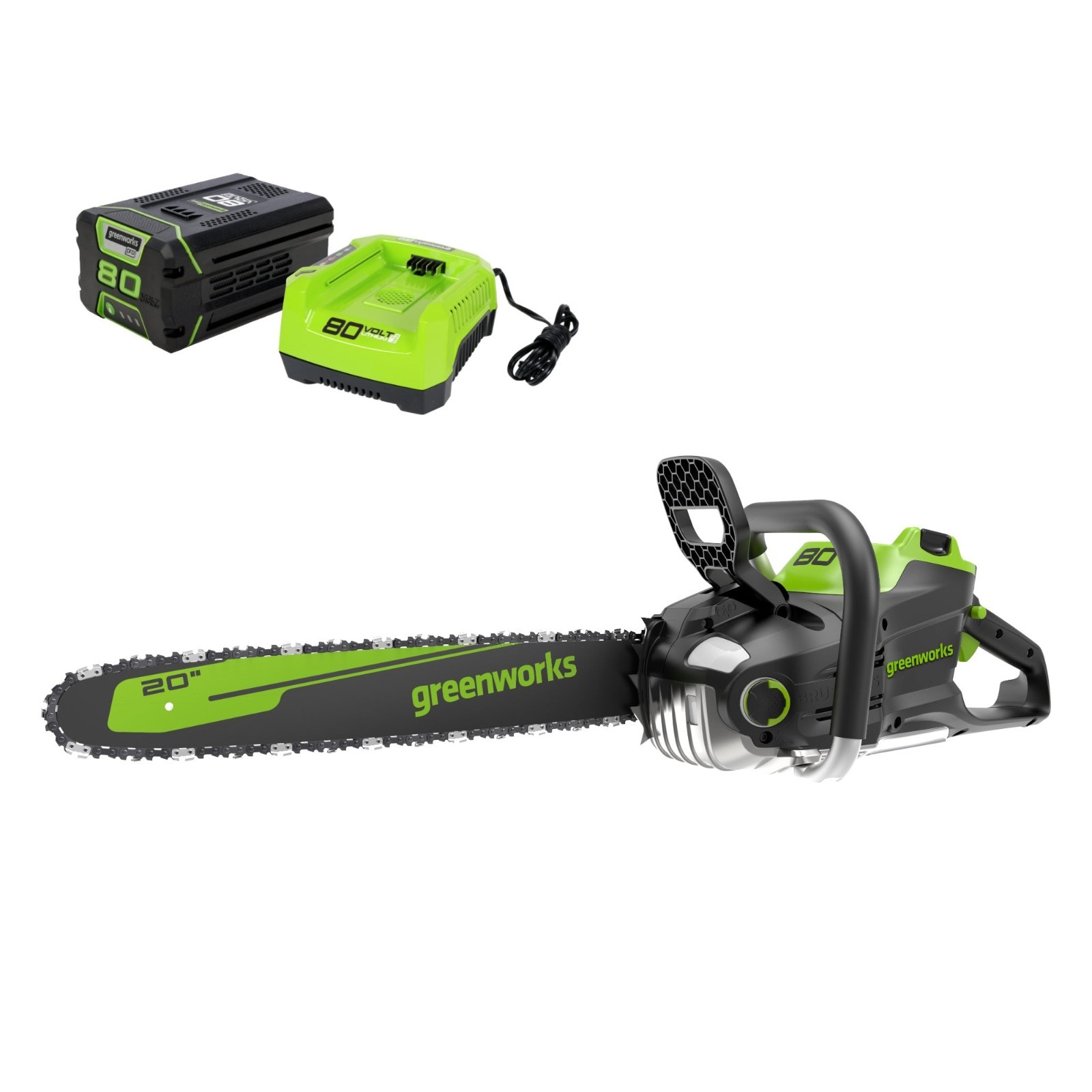 Greenworks 80V 20 inch Brushless Chainsaw 3000W w/ 4Ah Batte