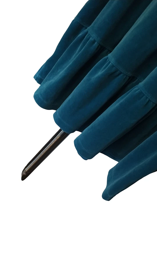 Hanna Andersson Teal Green Velour Tiered Ruffle Dress Girls Sz 140 Cm/ US Sz 10 - Image 4 of 4