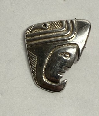 Mexico Taxco Sterling Silver Inca Head D. Molina Modernist 925 Pin Brooch