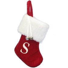 Kurt Adler Monogrammed  S  Miniature Christmas Stocking, 7in