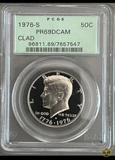 1976-S Kennedy Half Dollar PCGS PR69DCAM