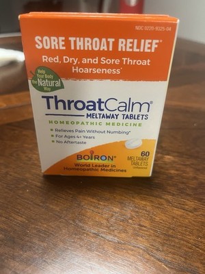 Boiron ThroatCalm Tablets Homeopathic Sore Throat Relief Natural 60 Tablets