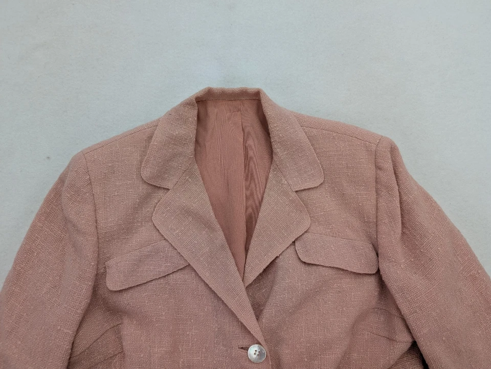 Traje De Colección Años 50 60 Para Mujer Davidow Rosa Tejido Tweed Midi Falda Lápiz DEFECTOS Foto 3 de 4