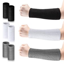 6 Pcs 9 Inch Long Wrist Bands Sports Black Wrist Sweatbands Grey Sweat Bands ...