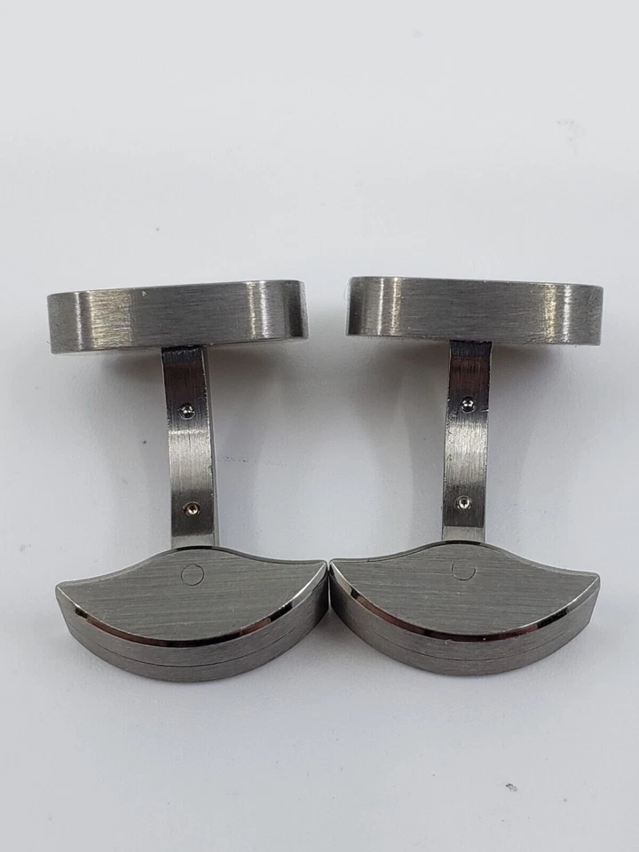 Gemelos ROBERTO COIN Pois Moi de acero inoxidable y oro rosa de 18k espalda de ballena Foto 2 de 4