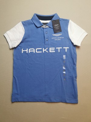 HACKETT x ASTON MARTIN Jungen 5-6 Jahre Baumwolle Poloshirt Neu mit Etikett Oxford blau Kragen