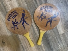 2 Beach Ball Vintage Wooden Paddles Rare
