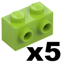 LEGO 5 New Brick with 2 Stud on 1 Side Lime Green 1 x 2 Modified Part 11211 GR5 