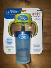 Dr. Brown's Milestones Straw to 360  Cup Set, 10 oz, Green Blue