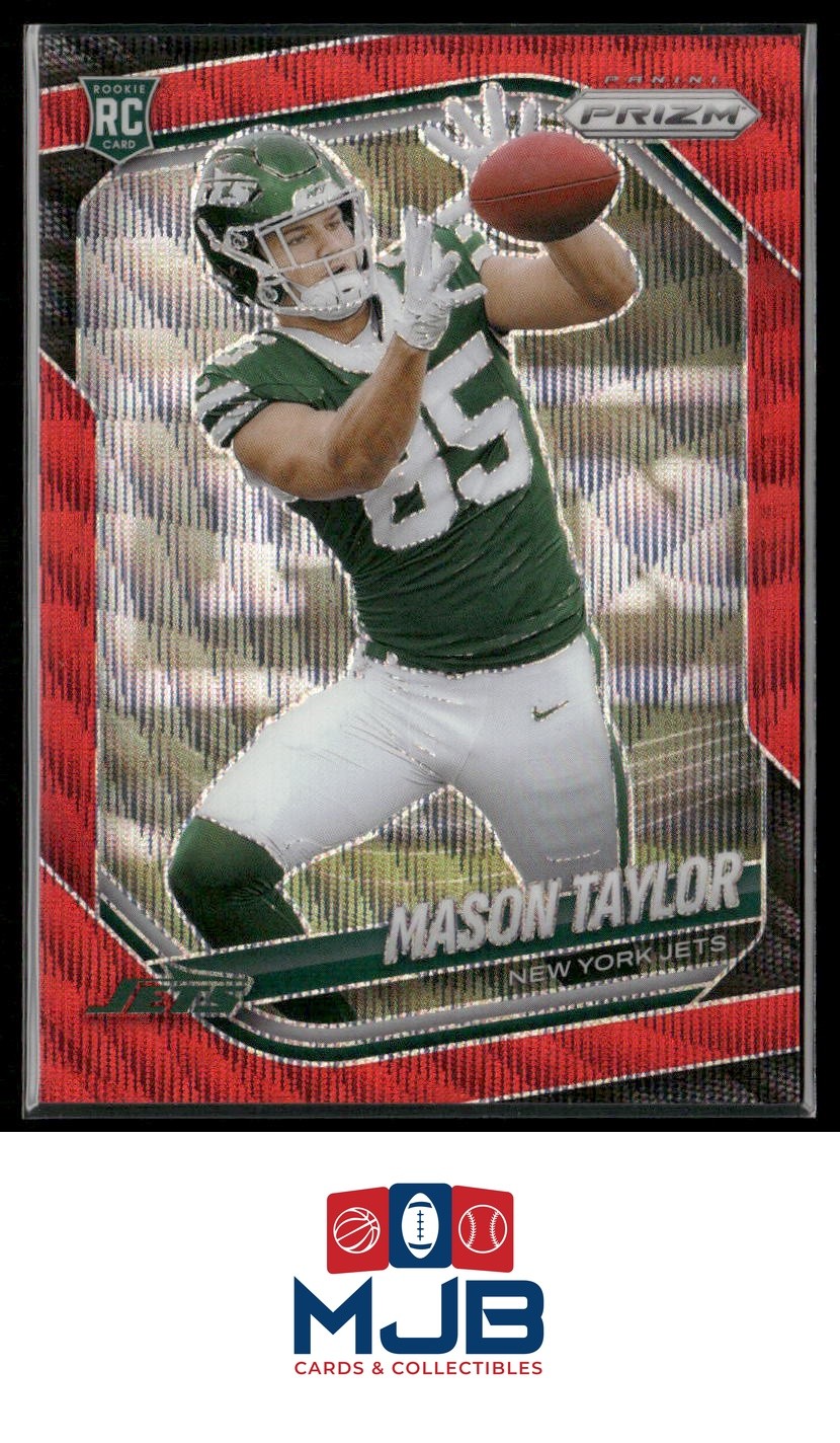 2025 Panini Prizm Mason Taylor Red Wave #/149 Rookie #329 New York Jets