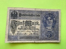 1917 Germany 5 Mark Funf German Empire William II