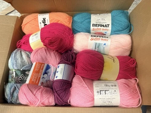 Lot Of 16 Acrylic Yarn Skeins #2, Assorted Weights & Assorted Colors - product listing photo