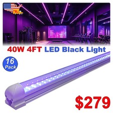 Black Light Fixture UV LED Bar 4FT with US Plug Halloween D cor Stage Lighting