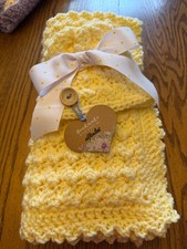 sunny yellow farmhouse handmade crochet Baby blanket hat set