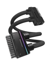 UNIFAS ARGB 24 Pin PC PSU Extension Cable 16AWG ATX DualTube Design Black