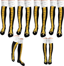 4 Pair Chicken Leg Socks,25.6 Inch Feet over the Knee,Crazy Funny Chicken Socks