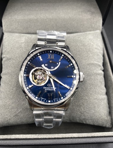 Orient Star Automatic Semi-Skeleton Open Heart Navy RK-AT0002L Japan New