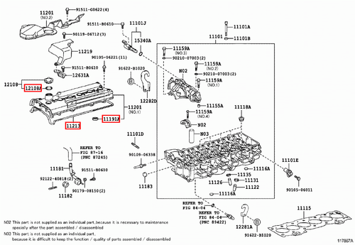 Genuine Lexus IS200 GXE10 1G 2.0 Petrol Valve Rocker Cover Gasket Seal Kit - Picture 6 of 15