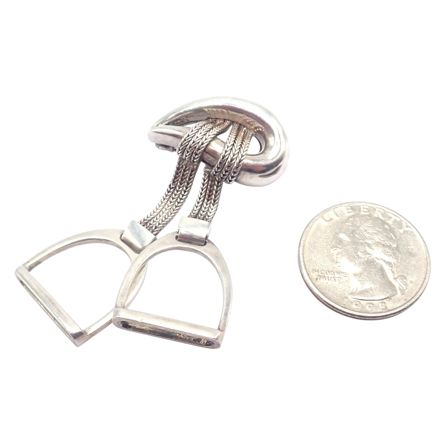 Authentic! Hermes Sterling Silver Double Stirrup … - image 3