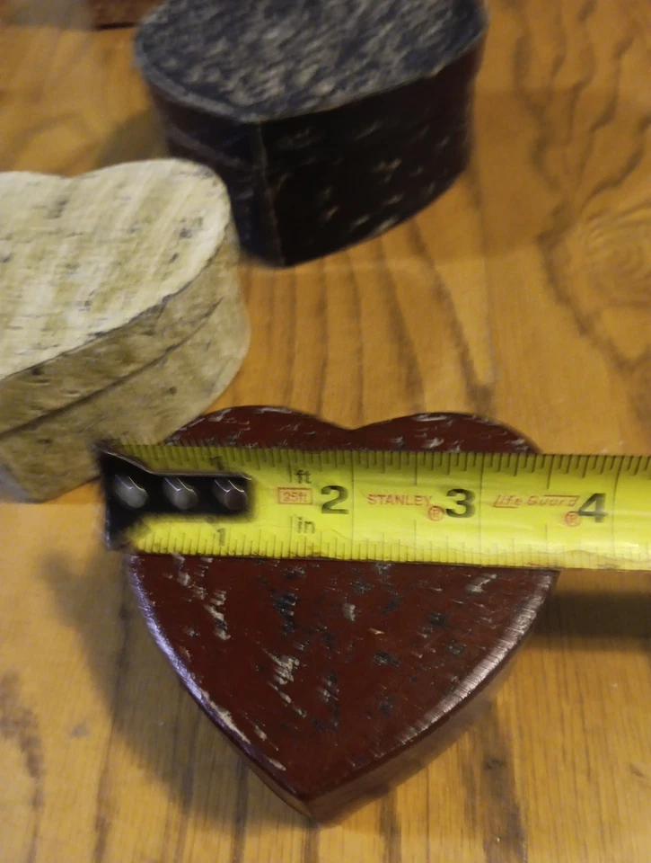 3 Nesting Heart Boxes with Lids Paper Mache Cottagecore - Image 4 of 4