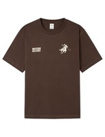 Herren T-Shirt Springfield M Braun 100% Baumwolle Grafikshirt Kurzarm