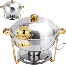 Chafing Dish for Buffet, 4.5L round Stainless Steel Chafer for Catering, Upgrade