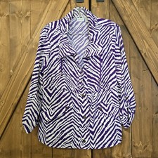 Chico  s Zenergy Windbreaker Animal Zebra Print Purple  White Lightweight Jacket