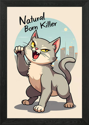 Natural Born Killer Kitty Katze Meme gerahmtes Wandbild Poster Leinwanddruck Bild