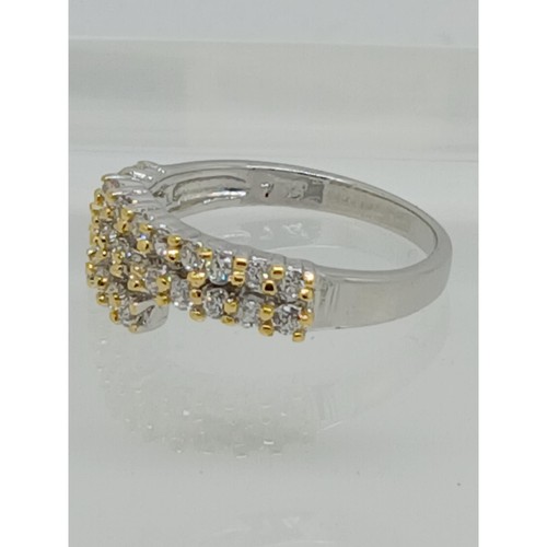 Elegante Anillo Vintage Chapado en Oro Blanco Amarillo Cóctel Sim Diamante Circonita Talla 7 - Imagen 3 de 9