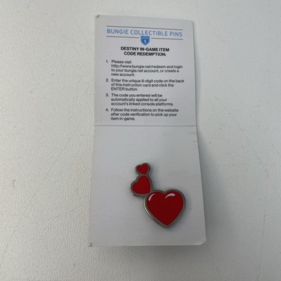 Bungie Destiny Collectible Pin Hearts Collectible Unused Code