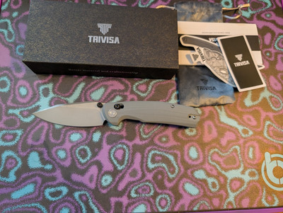 TRIVISA Hornet-03G Axis Lock Gray G10 14C28N Sandvik Pocket Knife JM01GG14