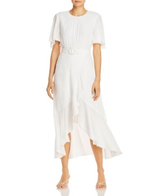 French Connection Womens Emina White Flutter Sleeve Party Maxi Dress $148