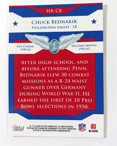 CHUCK BEDNARIK 2008 Topps Chrome Honor Roll #HR-CB HOF - Picture 4 of 6