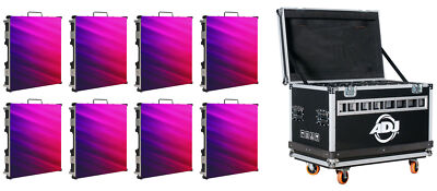 (8) American DJ EVS3 Vision Series Pixel Pitch RGB SMD2121 LED Video Panels+Case