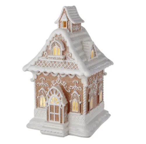 13" RAZ Lighted Frosted Icing Gingerbread House Sweets Candy Christmas Decor - Picture 1 of 10