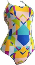 Victoria's Secret Pink Ladder Side One Piece Swimsuit Geo Print XSmall NWT