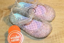NEW Wonder Nation Toddler Girls Glitter Jelly Shoes Clear